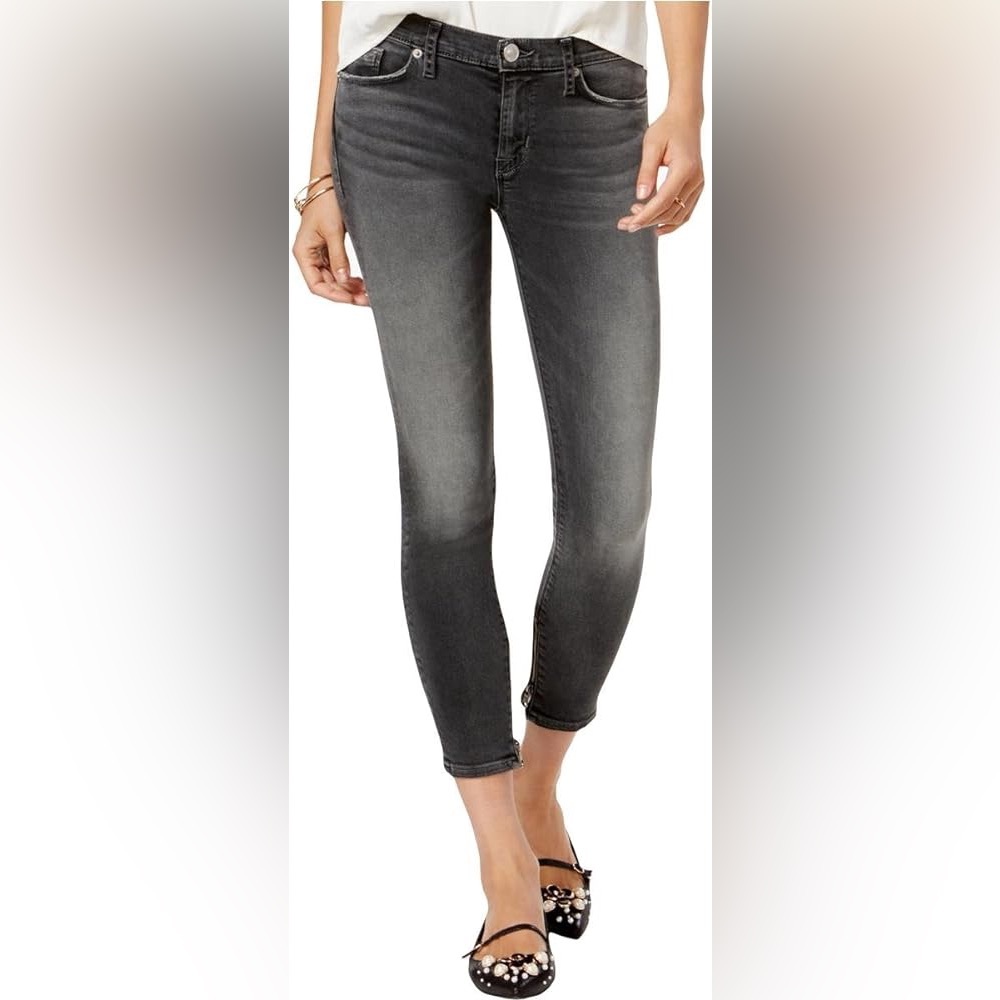 Hudson Jeans Niko Mid Rise Crop Jeans Zipper Ankle Gray Size 27
